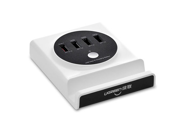 Зарядное устройство UGreen Multifunctional Station универсальное (сетевое, 5A, 4xUSB, белое, USB-хаб)