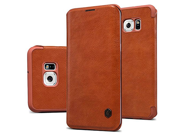 Чехол Nillkin Qin leather case для Samsung Galaxy S6 edge plus SM-G928 (коричневый, кожаный)