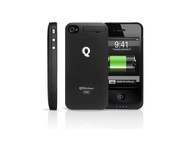 Чехол с батареей QYG Power pack для Apple iPhone 4/4S (1400 mAh) (черный)