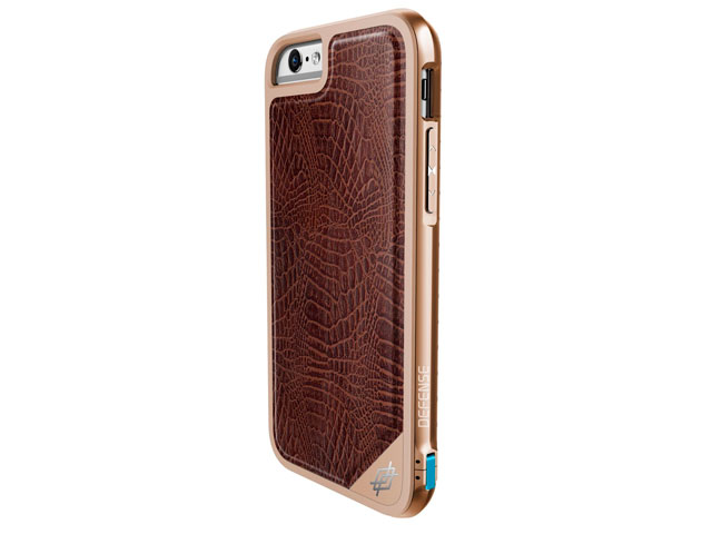 Чехол X-doria Defense Lux для Apple iPhone 6S (Brown Crocodile, маталлический)