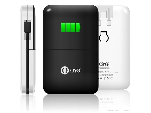 Зарядное устройство с батареей QYG Power Charger (универсальное) (3000 mAh) (черная)