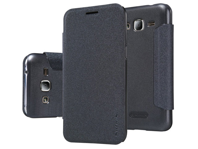 Чехол Nillkin Sparkle Leather Case для Samsung Galaxy J2 SM-J200 (темно-серый, винилискожа)