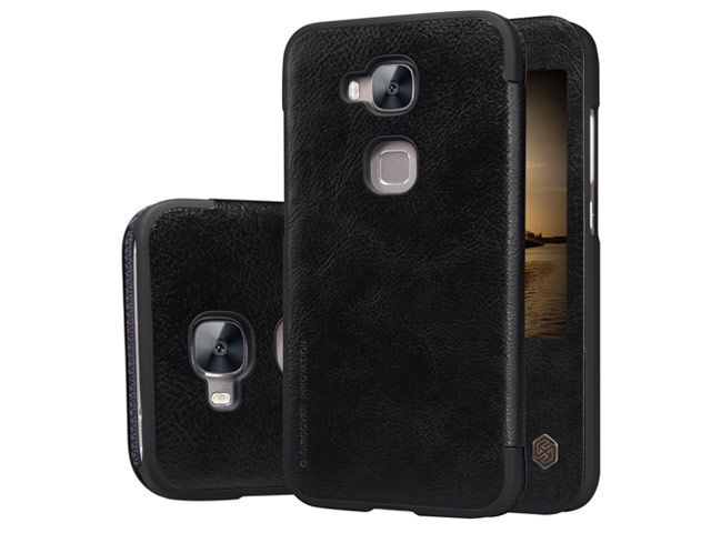 Чехол Nillkin Qin leather case для Huawei Ascend G8 (черный, кожаный)