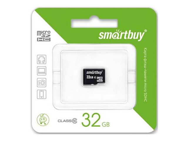 Флеш-карта SmartBuy microSDHC (32Gb, microSD, Class 10, SD-адаптер)