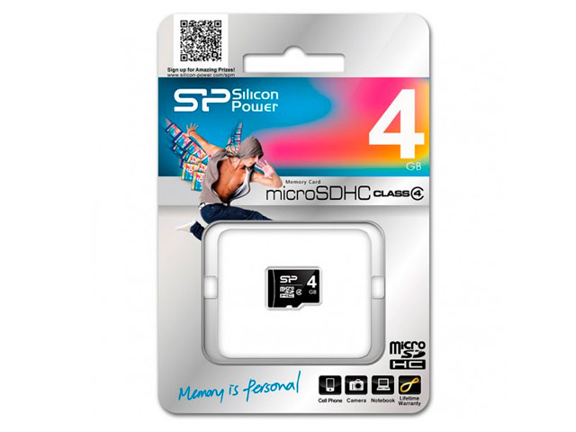 Флеш-карта Silicon Power microSDHC (4Gb, microSD, Class 4)