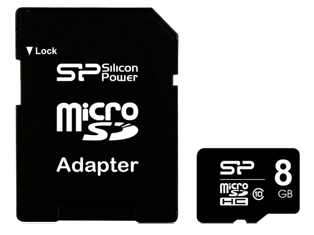 Флеш-карта Silicon Power microSDHC (8Gb, microSD, Class 10, SD-адаптер)