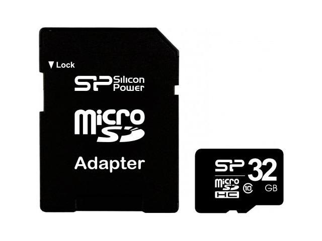 Флеш-карта Silicon Power microSDHC (32Gb, microSD, Class 10, SD-адаптер)