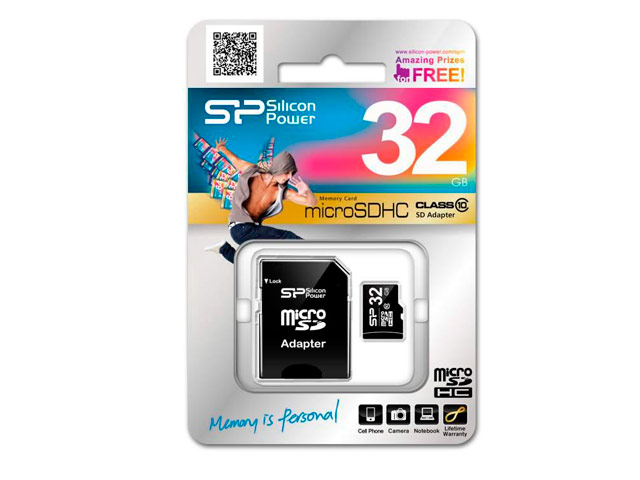 Флеш-карта Silicon Power microSDHC (32Gb, microSD, Class 10, SD-адаптер)