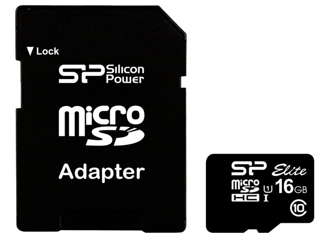 Флеш-карта Silicon Power microSDHC Elite (16Gb, microSD, Class 10, UHS-I, SD-адаптер)