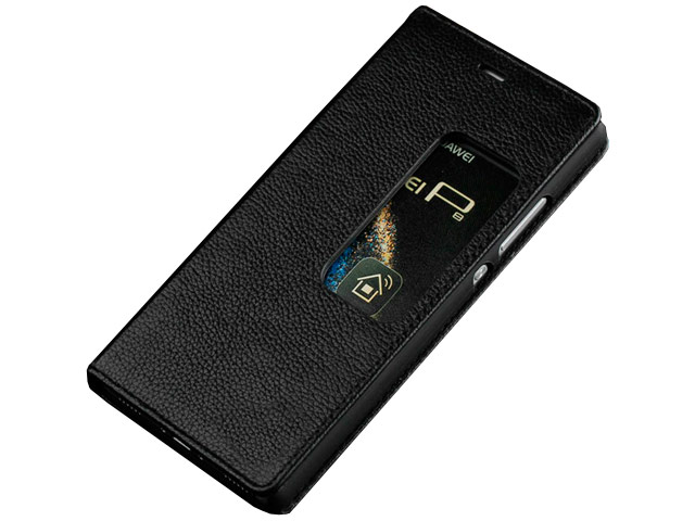 Чехол Yotrix FlipView case для Huawei P8 (черный, кожаный)