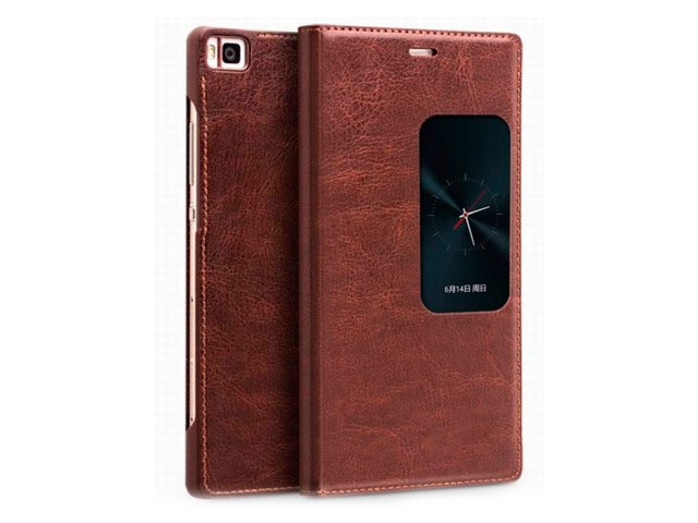 Чехол Yotrix FlipView Smooth case для Huawei P8 (коричневый, кожаный)