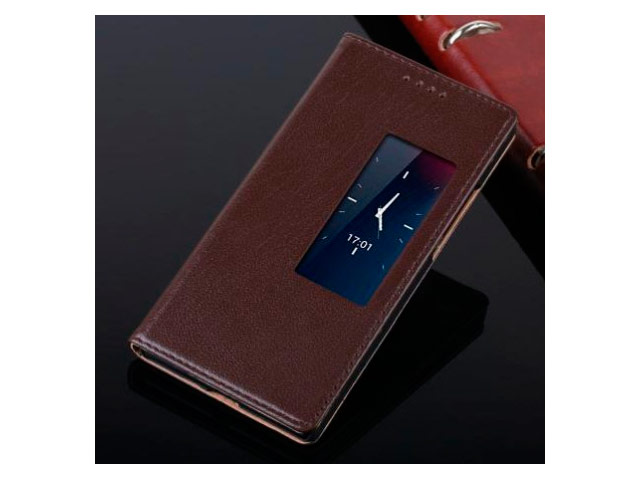 Чехол Yotrix FlipView Smooth case для Huawei P8 (коричневый, кожаный)