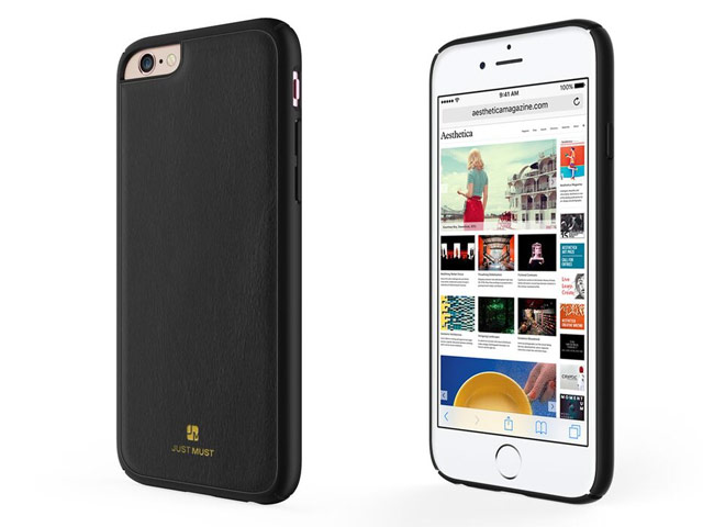 Чехол Just Must Armour Collection для Apple iPhone 6/6S (черный, кожаный)