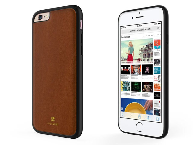 Чехол Just Must Armour Collection для Apple iPhone 6/6S (коричневый, кожаный)