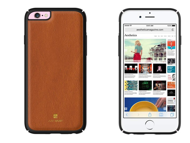 Чехол Just Must Armour Collection для Apple iPhone 6/6S (коричневый, кожаный)