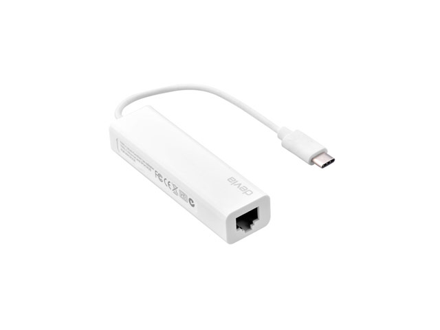 USB-хаб Devia Rapid универсальный (USB Type C, 3 USB-порта, Ethernet-порт, белый)