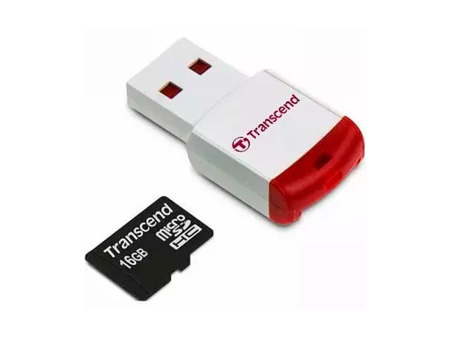 Флеш-карта Transcend microSDHC (16Gb, microSD, Class 10, USB-кард ридер)