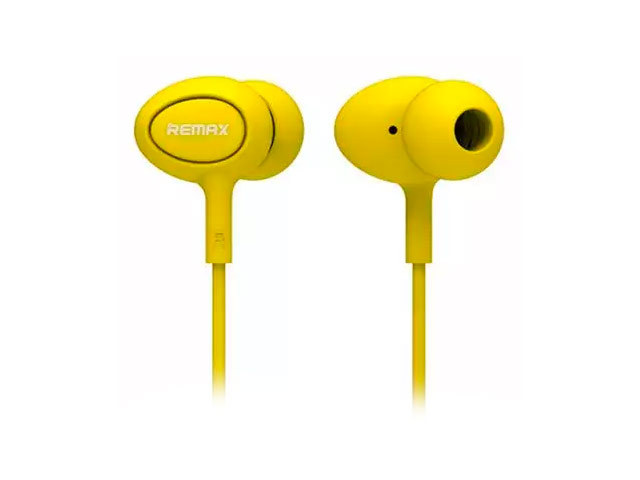 Наушники Remax Earphone RM-515 (желтые, пульт/микрофон, 20-20000 Гц, 10 мм)