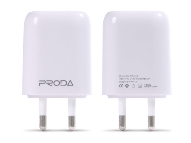 Зарядное устройство Remax Proda USB Charger универсальное (сетевое, 1A, белое)