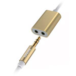 AUX-кабель Remax Aux Audio cable (тройник, 25 cм, папа-мама, золотистый)