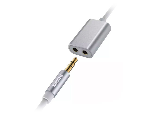 AUX-кабель Remax Aux Audio cable (тройник, 25 cм, папа-мама, серебристый)