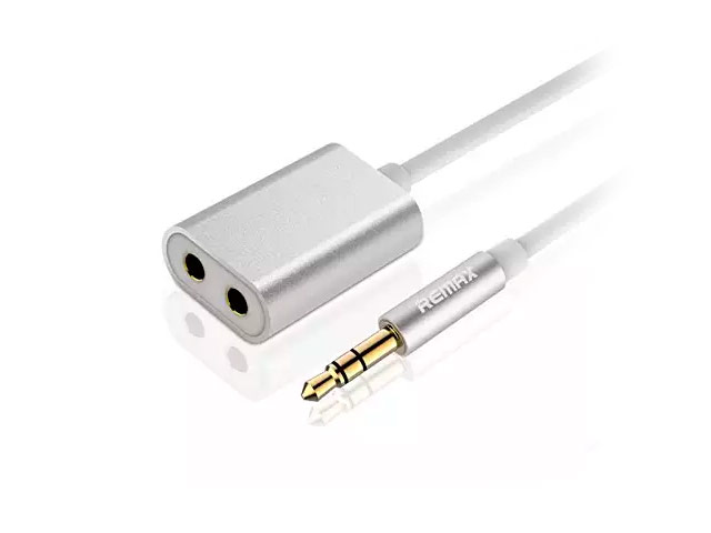 AUX-кабель Remax Aux Audio cable (тройник, 25 cм, папа-мама, серебристый)