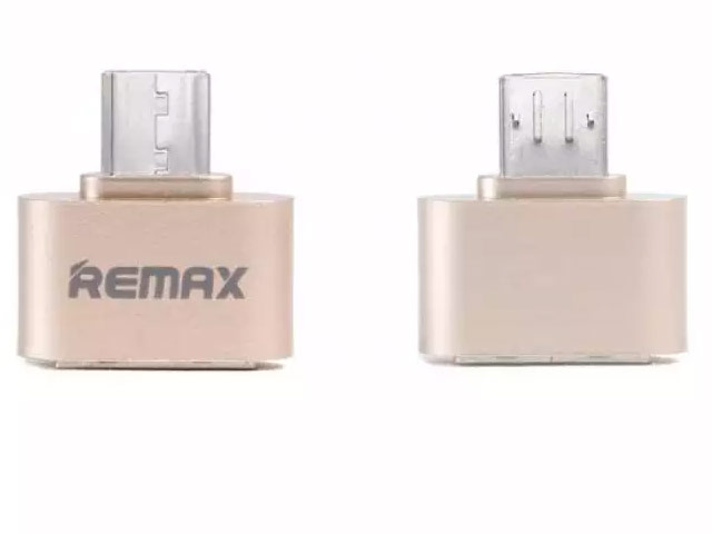 Адаптер Remax OTG-USB универсальный (microUSB-USB, золотистый)