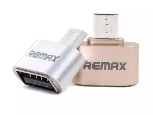 Адаптер Remax OTG-USB универсальный (microUSB-USB, золотистый)