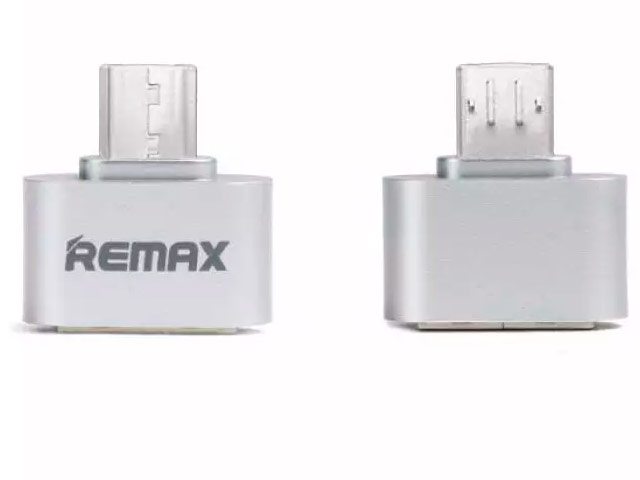 Адаптер Remax OTG-USB универсальный (microUSB-USB, серебристый)