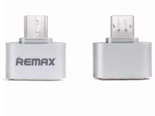 Адаптер Remax OTG-USB универсальный (microUSB-USB, серебристый)