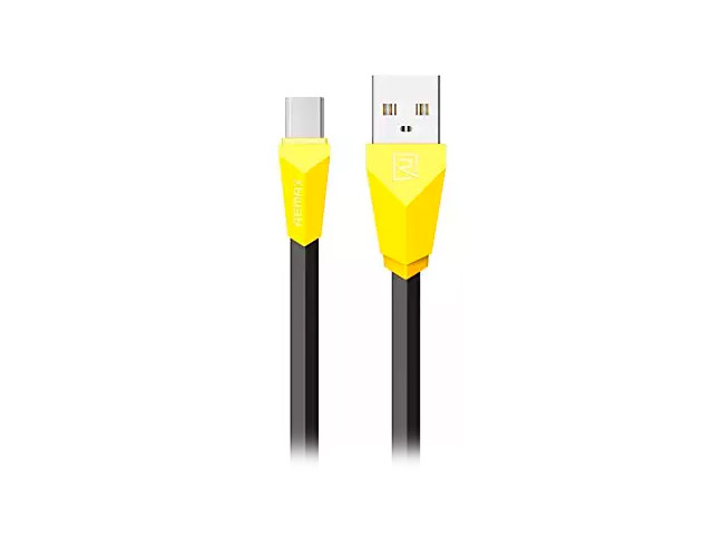 USB-кабель Remax Aliens Data Cable (microUSB, 1 м, плоский, черный/желтый)
