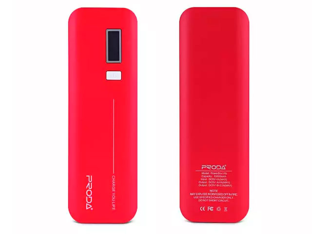 Внешняя батарея Remax Proda Jane series универсальная (10000 mAh, красная, индикатор)