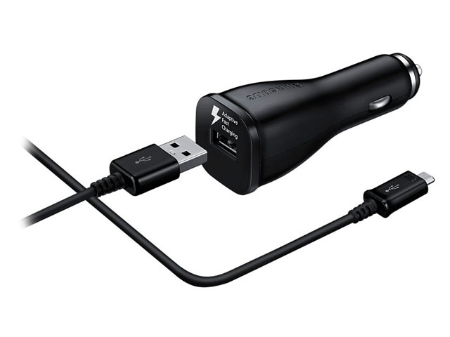 Зарядное устройство Samsung Car Adapter автомобильное (15W, 2A, черное, Fast Charging, microUSB)