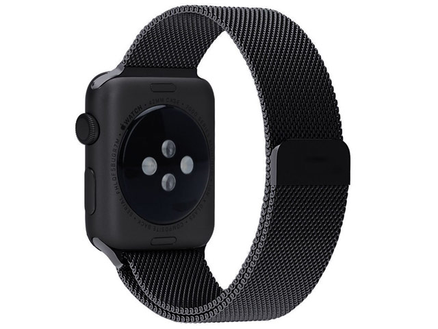 Ремешок для часов Synapse Milanese Loop для Apple Watch (42/44/45 мм, черный, стальной)