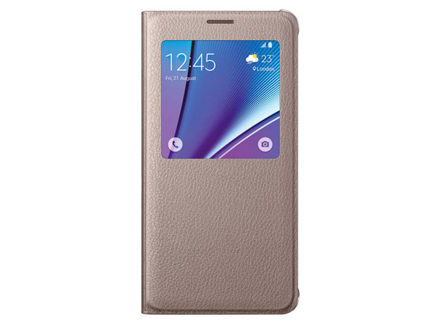 Чехол Samsung Clear View cover для Samsung Galaxy Note 5 N920 (золотистый, кожаный)