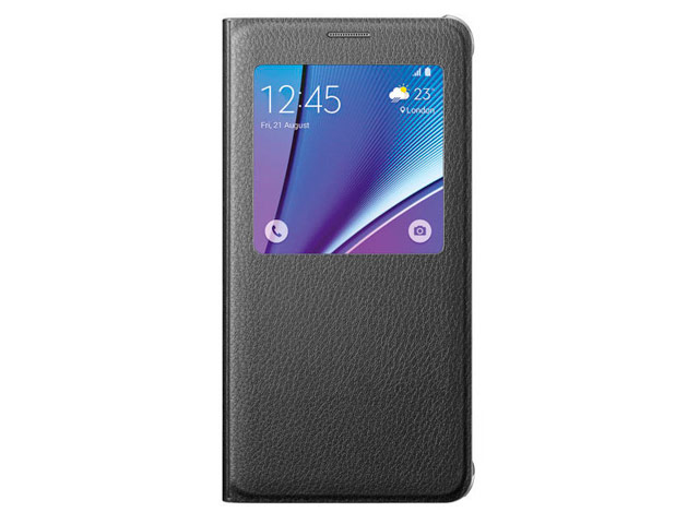 Чехол Samsung Clear View cover для Samsung Galaxy Note 5 N920 (черный, кожаный)