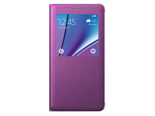 Чехол Samsung Clear View cover для Samsung Galaxy S6 edge plus SM-G928 (малиновый, кожаный)