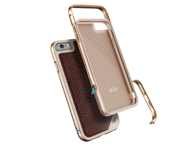 Чехол X-doria Defense Lux для Apple iPhone 6S plus (Brown Crocodile, маталлический)