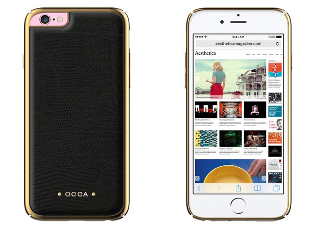 Чехол Occa Lizard Collection для Apple iPhone 6S plus (черный, кожаный)