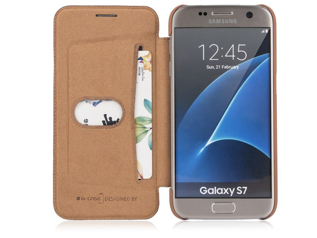 Чехол G-Case Business Series для Samsung Galaxy S7 (красный, кожаный)