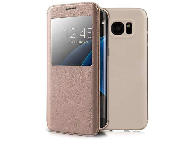 Чехол G-Case Classic Series для Samsung Galaxy S7 edge (золотистый, кожаный)