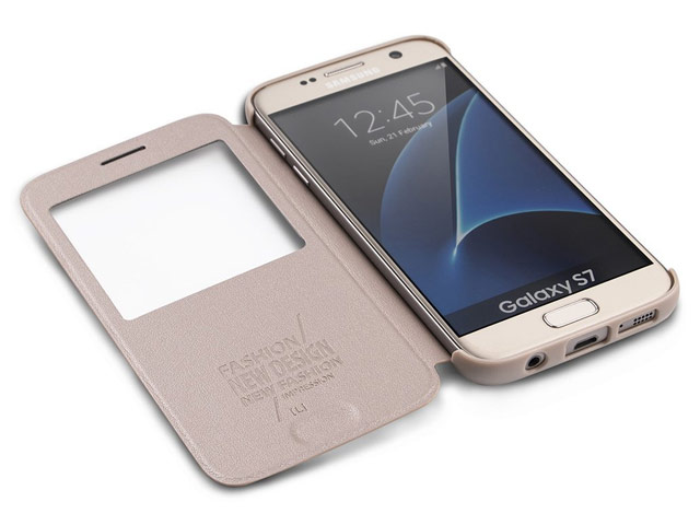 Чехол G-Case Classic Series для Samsung Galaxy S7 edge (золотистый, кожаный)