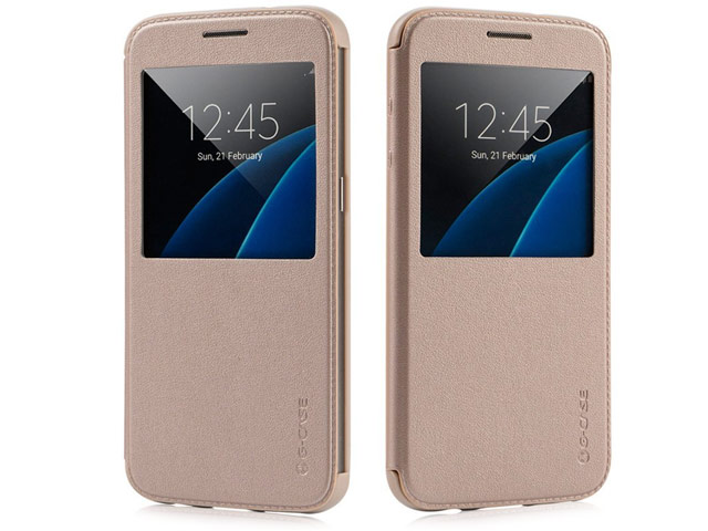 Чехол G-Case Classic Series для Samsung Galaxy S7 edge (золотистый, кожаный)