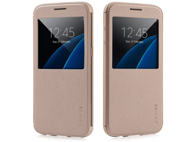 Чехол G-Case Classic Series для Samsung Galaxy S7 edge (белый, кожаный)
