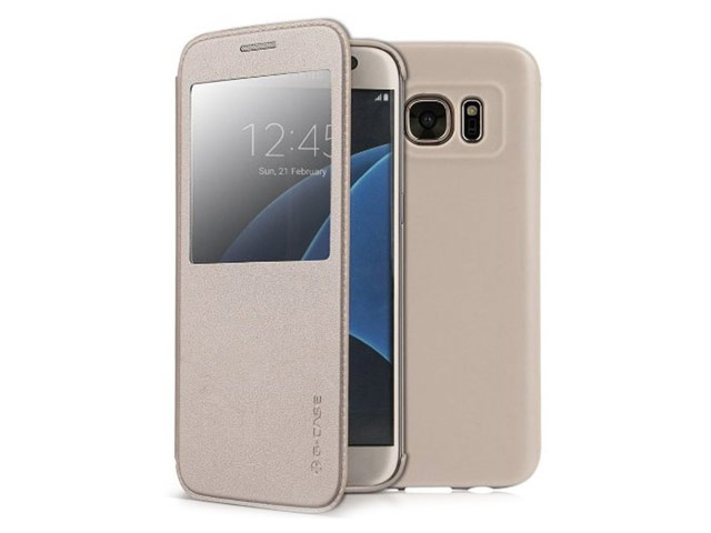 Чехол G-Case Classic Series для Samsung Galaxy S7 (золотистый, кожаный)