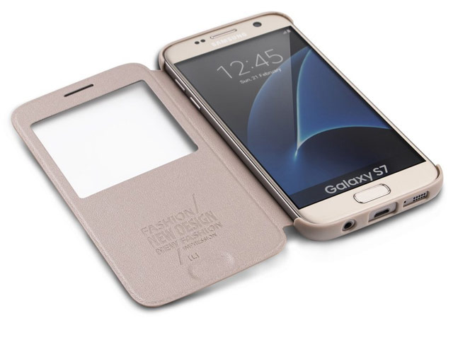 Чехол G-Case Classic Series для Samsung Galaxy S7 (золотистый, кожаный)