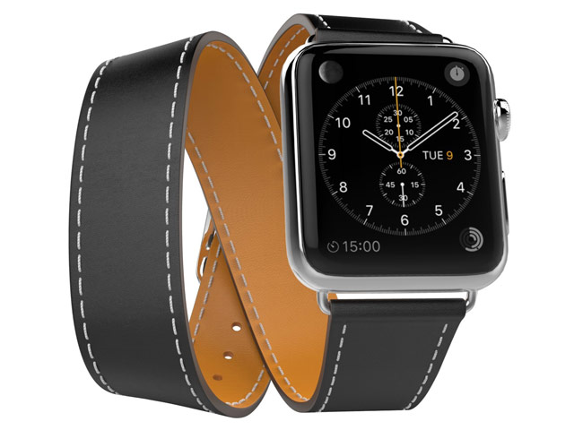 Ремешок для часов Synapse Double Tour Band для Apple Watch (38 мм, черный, кожаный)