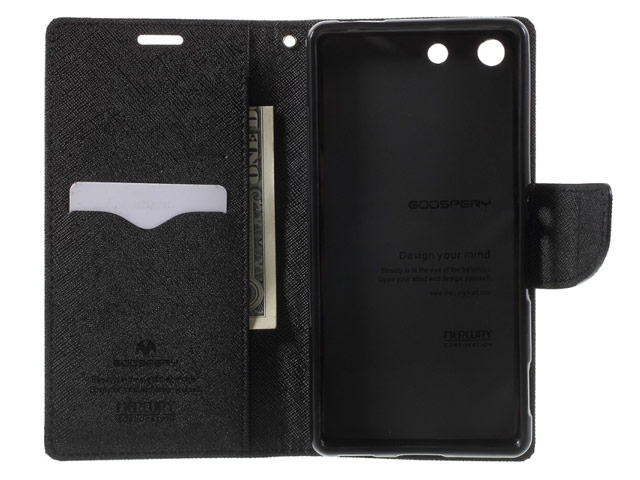 Чехол Mercury Goospery Fancy Diary Case для Sony Xperia M5 (черный, винилискожа)