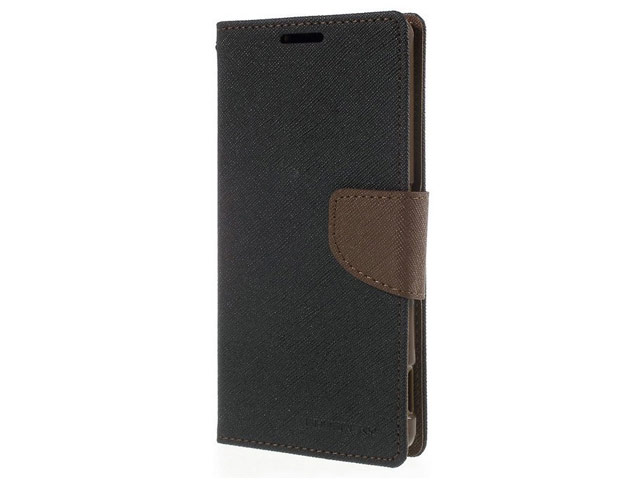 Чехол Mercury Goospery Fancy Diary Case для Sony Xperia Z5 premium (черный/коричневый, винилискожа)