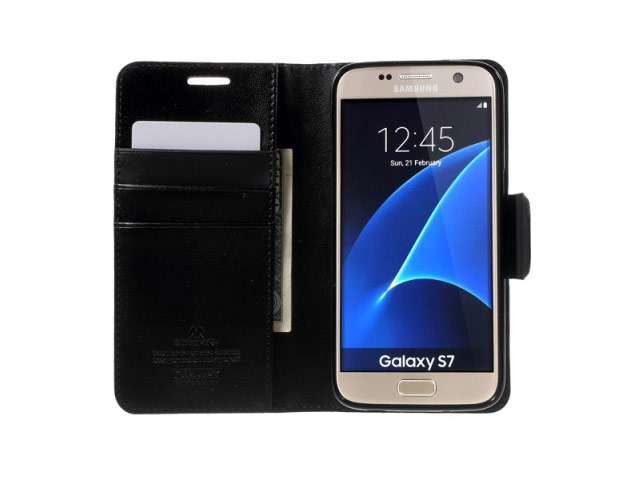 Чехол Mercury Goospery Sonata Diary Case для Samsung Galaxy S7 (черный, винилискожа)